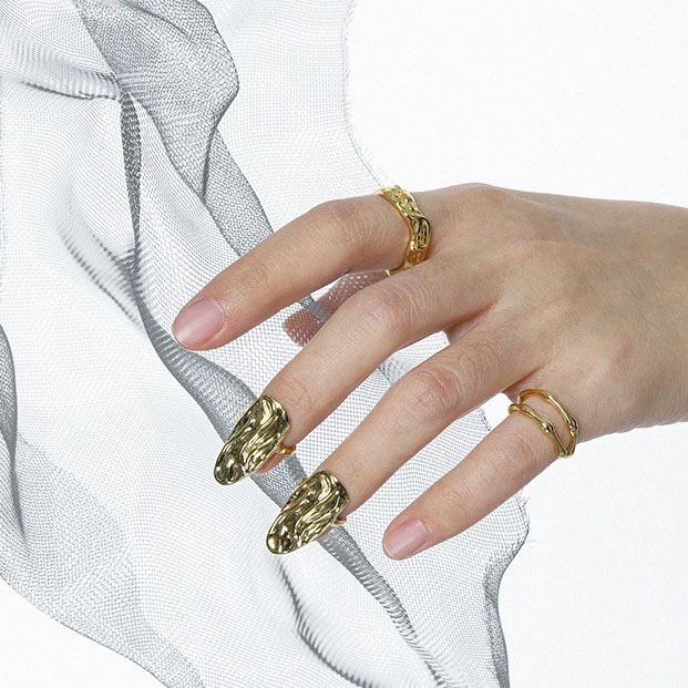 Lovcia Open Adjustable Gold Tone 925 Sterling Silver Ring-Rings-Yellow Gold-Yellow Gold