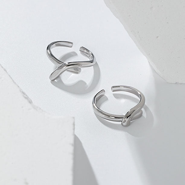 Lovcia Open Adjustable Sterling Silver Cross Knot Ring-Rings-JL096-JL096