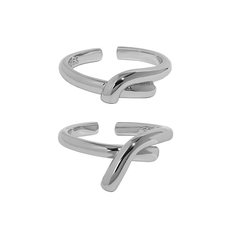 Lovcia Open Adjustable Sterling Silver Cross Knot Ring-Rings-JL096-JL096