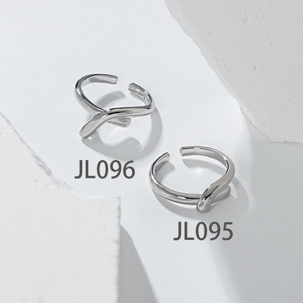 Lovcia Open Adjustable Sterling Silver Cross Knot Ring-Rings-JL096-JL096