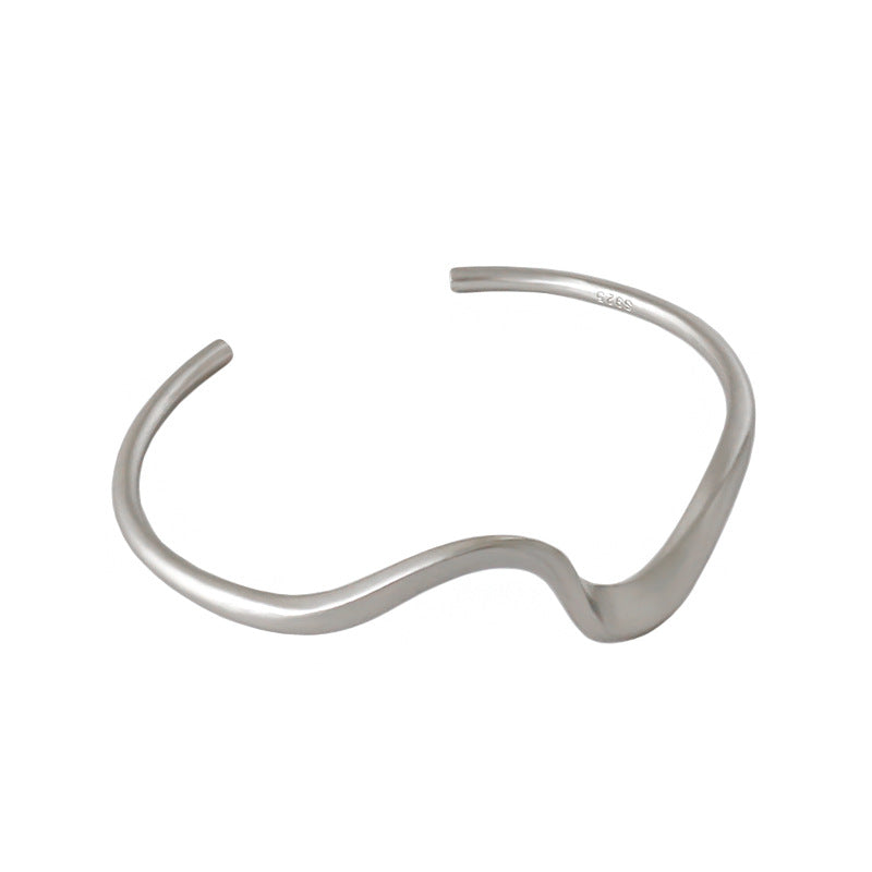 Lovcia Open Bangle Irregular Wave 56mm 925 Gold Plated-Bracelets-Yellow Gold-Yellow Gold
