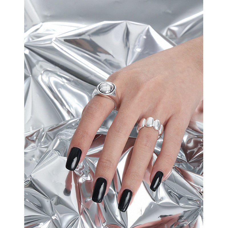 Lovcia Open Size Ellipse Ring 925 Sterling Silver Jewellery-Rings-Rhodium-Rhodium