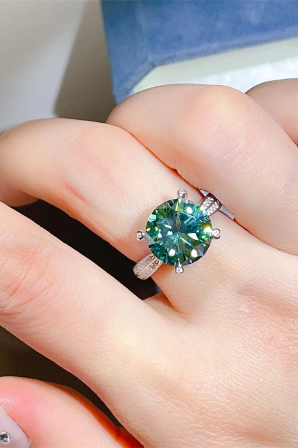 Lovcia Opulence 5 Carat Moissanite 925 Sterling Silver Ring for Women - Dark Green-5- - Buy latest trendy Rings for Women and Girls