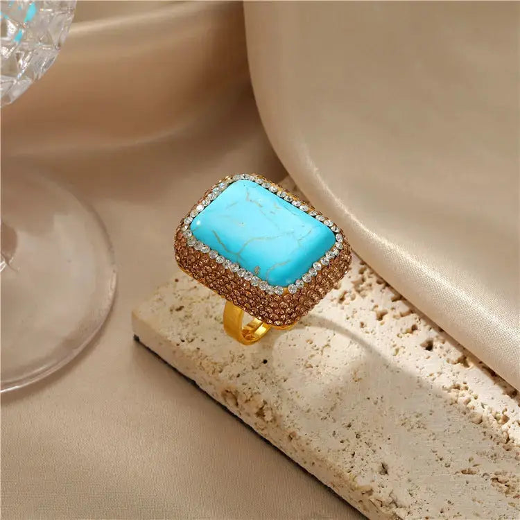Lovcia Opulent Baroque Pearl Ring for Women - Embrace Timeless Elegance-Rings-K 0616 Turquoise-K 0616 Turquoise