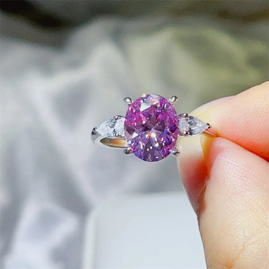 Lovcia Orchid Flame 3 Carat Moissanite 925 Sterling Silver Ring for Women - Pink Purple-5- - Buy latest trendy Rings for Women and Girls
