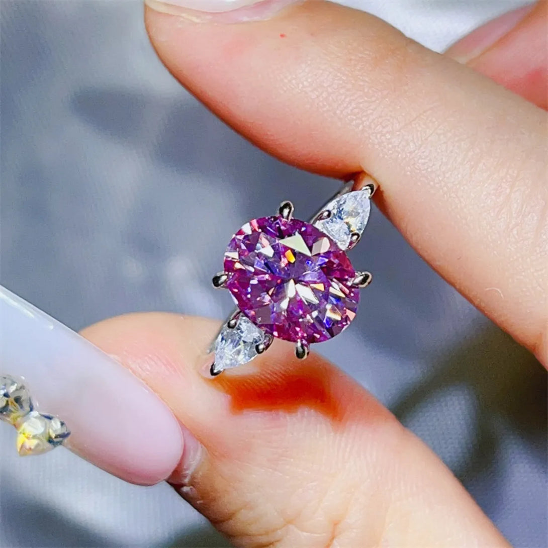 Lovcia Orchid Flame 3 Carat Moissanite 925 Sterling Silver Ring for Women - Pink Purple-5- - Buy latest trendy Rings for Women and Girls