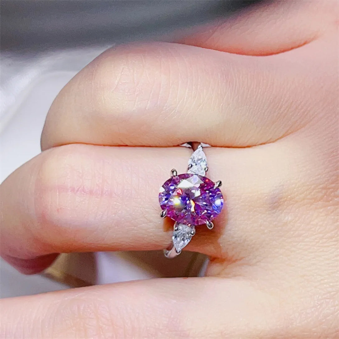 Lovcia Orchid Flame 3 Carat Moissanite 925 Sterling Silver Ring for Women - Pink Purple-5- - Buy latest trendy Rings for Women and Girls