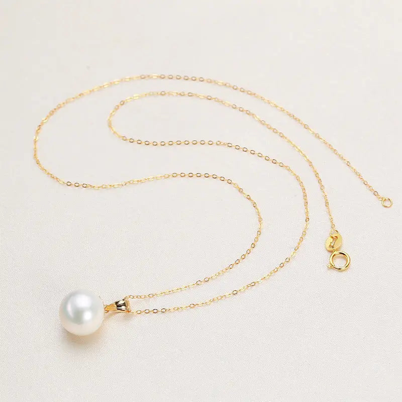 Lovcia Oval Buckle Pendant and White Pearl 18K Gold Plated Necklace for Women-Necklaces-White-White