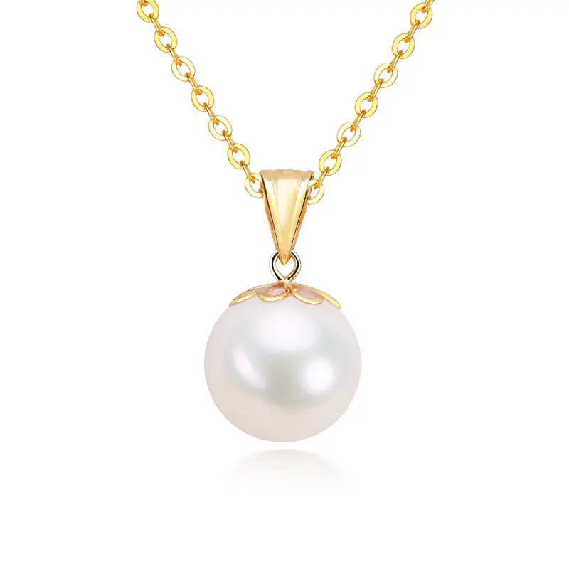 Lovcia Oval Buckle Pendant and White Pearl 18K Gold Plated Necklace for Women-Necklaces-White-White