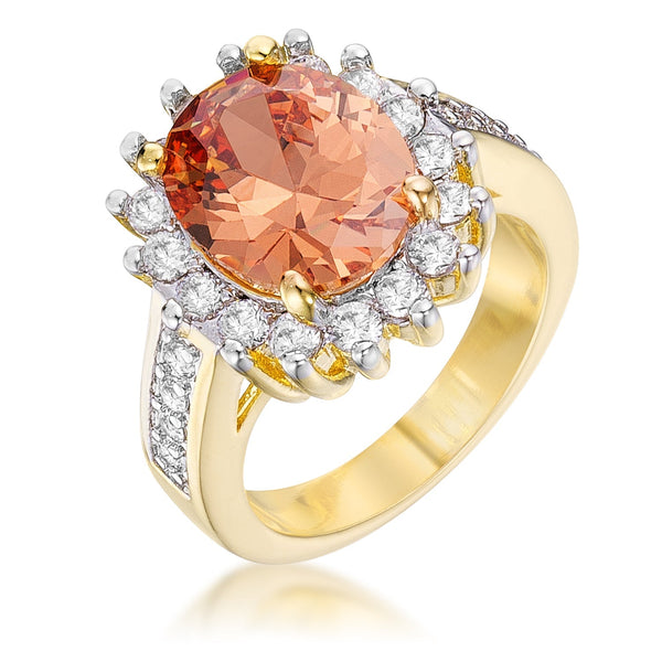 Lovcia Oval Champagne Crystal Zirconia Crown Ring-Rings-5-5