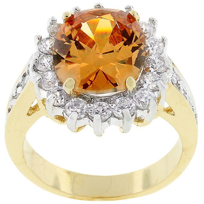 Lovcia Oval Champagne Crystal Zirconia Crown Ring-Rings-5-5