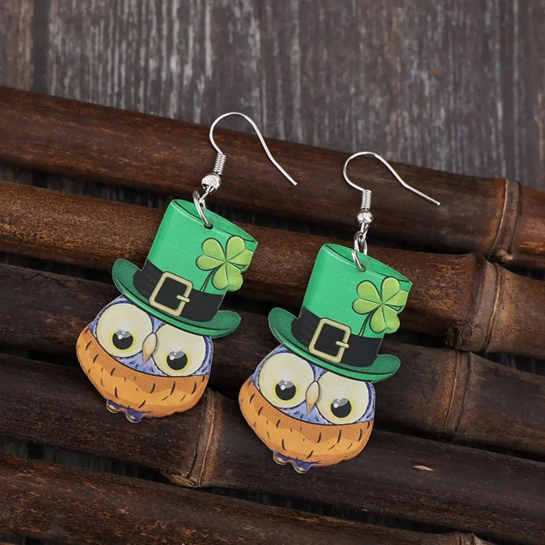 Lovcia Owl Acrylic Dangle Earrings-Earrings-Mid Green-One Size-Mid Green