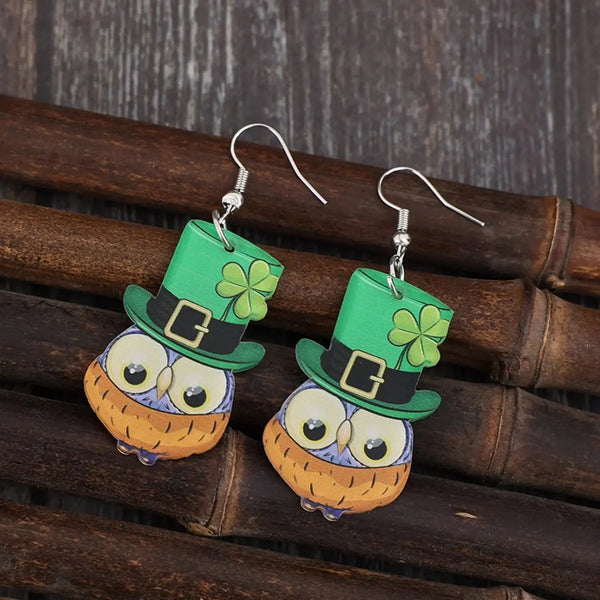 Lovcia Owl Acrylic Dangle Earrings-Earrings-Mid Green-One Size-Mid Green