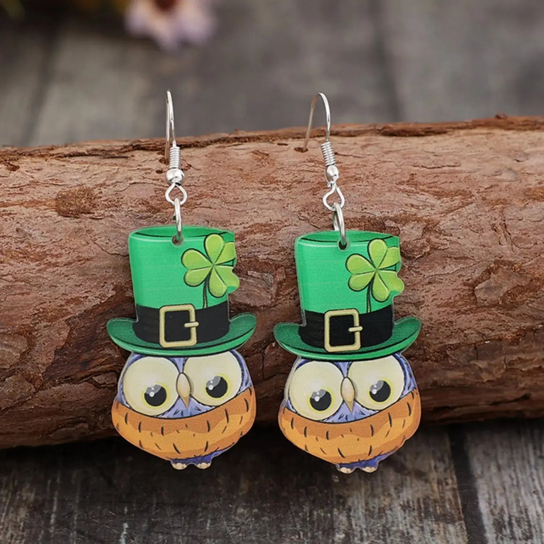 Lovcia Owl Acrylic Dangle Earrings-Earrings-Mid Green-One Size-Mid Green