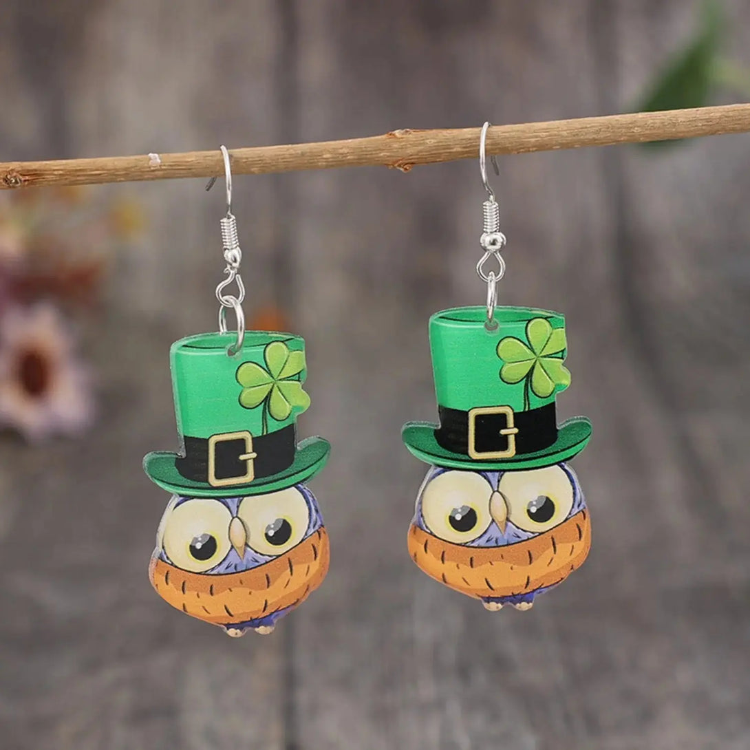 Lovcia Owl Acrylic Dangle Earrings-Earrings-Mid Green-One Size-Mid Green