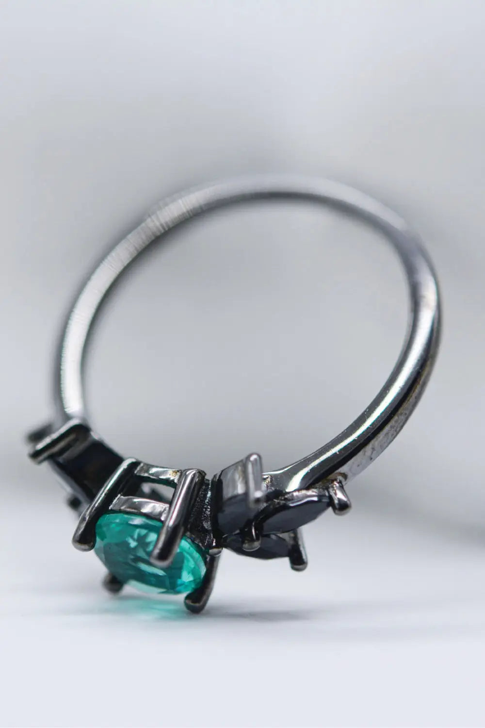 Lovcia Paraiba Blue Zircon Leaf Ring-Rings-Black-5-Black