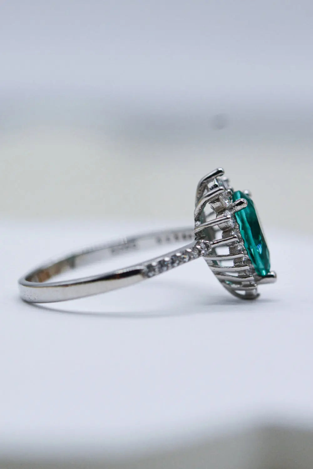 Lovcia Paraiba Blue Zircon Pear Shape Ring-Rings-Silver-5-Silver