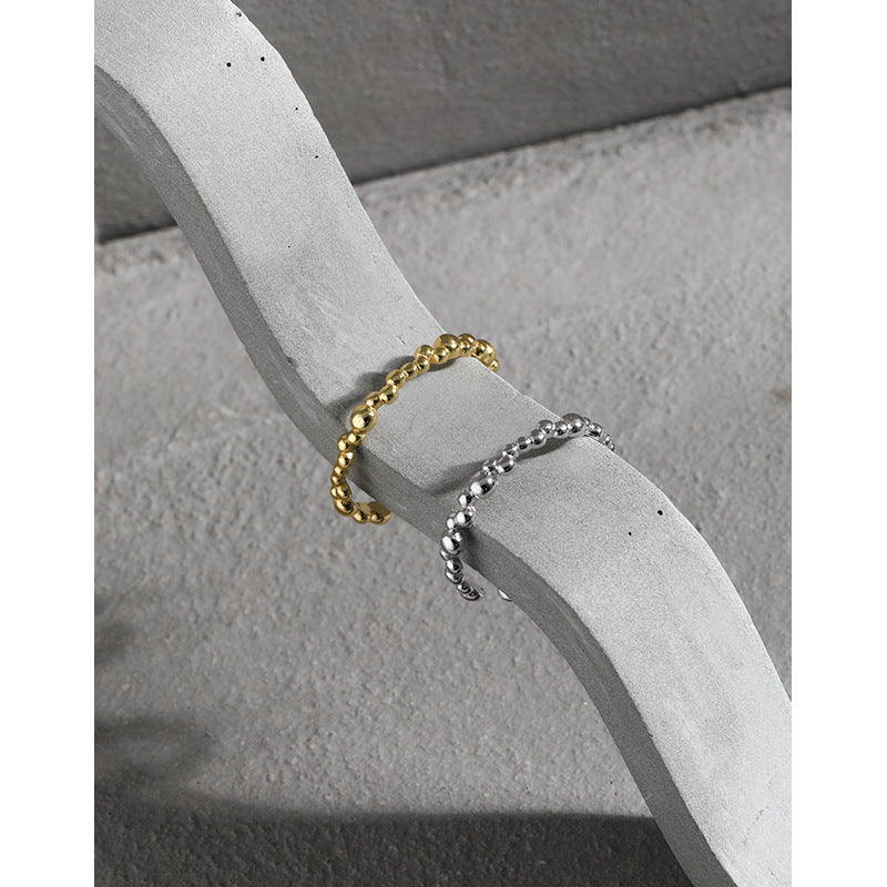 Lovcia Party Bean Bubbles 925 Sterling Silver Ring Gold-Rings-Rhodium-Rhodium