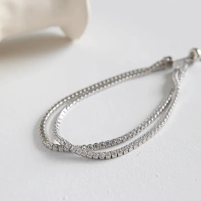 Lovcia Party CZ 925 Sterling Silver Double Adjustable Bracelet-Bracelets-