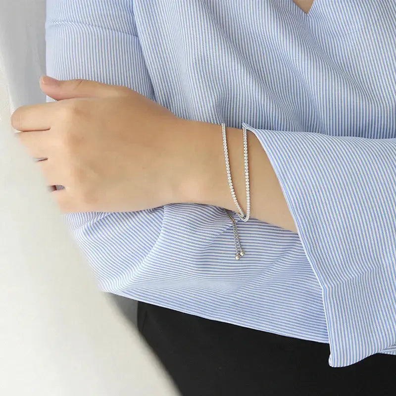 Lovcia Party CZ 925 Sterling Silver Double Adjustable Bracelet-Bracelets-