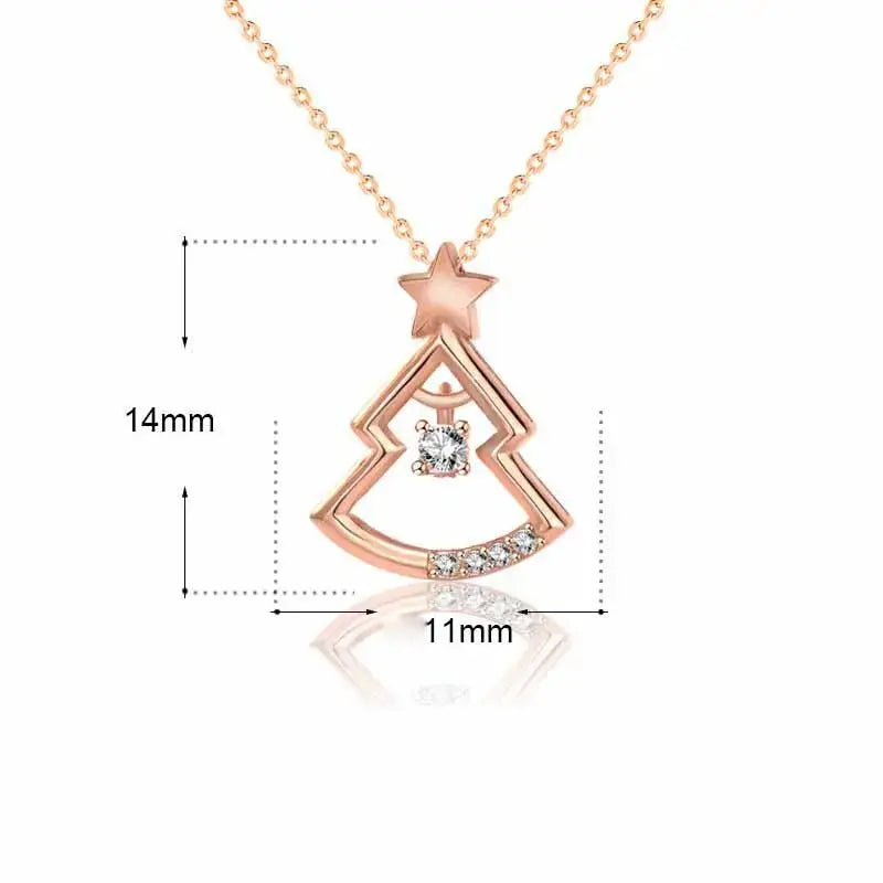 Lovcia Party CZ Hollow Christmas Tree 925 Sterling Silver Necklace-Necklaces-
