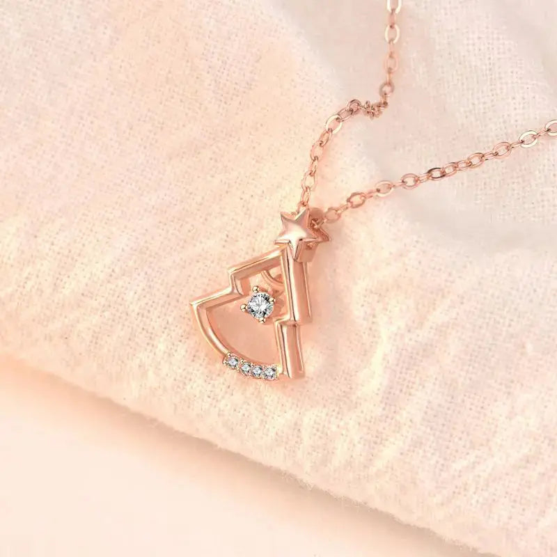 Lovcia Party CZ Hollow Christmas Tree 925 Sterling Silver Necklace-Necklaces-