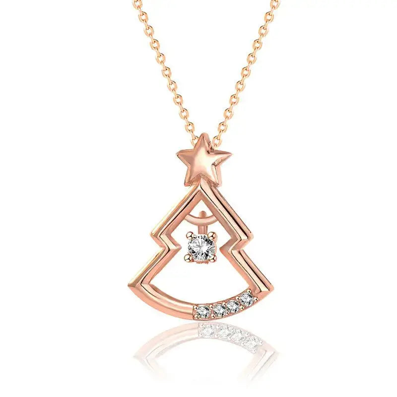 Lovcia Party CZ Hollow Christmas Tree 925 Sterling Silver Necklace-Necklaces-