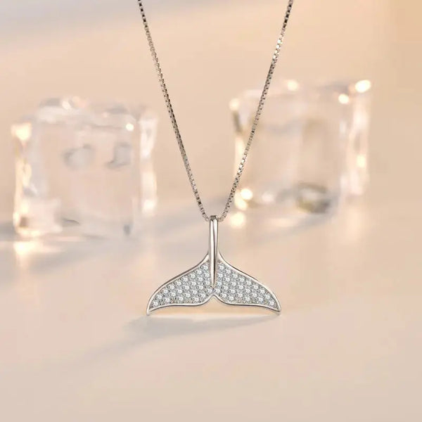 LOVCIA Party CZ Mermaid Fish Tail 925 Sterling Silver Necklace