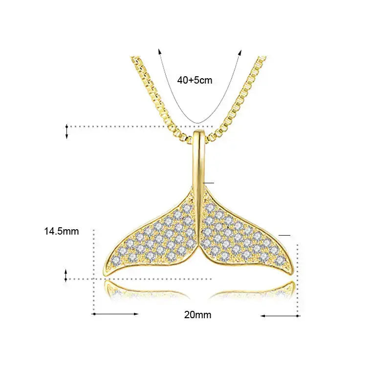 Lovcia Party CZ Mermaid Fish Tail 925 Sterling Silver Necklace-Necklaces-Silver-Silver