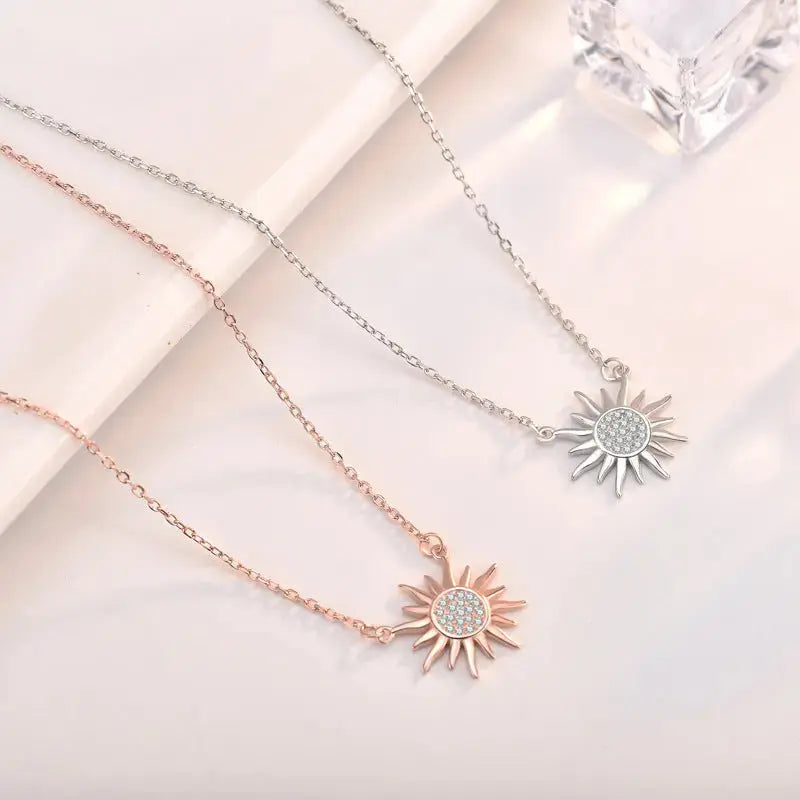 Lovcia Party CZ Sun Shines 925 Sterling Silver Necklace-Necklaces-Rose Gold-Rose Gold