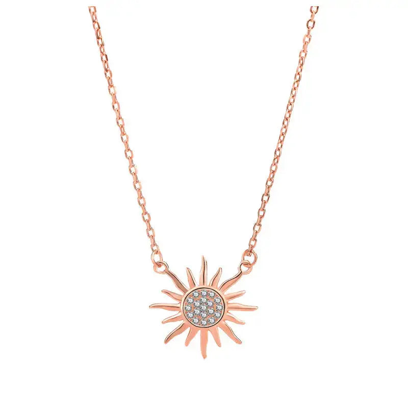 Lovcia Party CZ Sun Shines 925 Sterling Silver Necklace-Necklaces-Rose Gold-Rose Gold