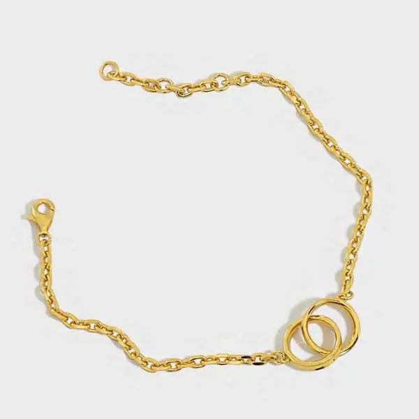 Lovcia Party Double Circles 925 Sterling Silver Chain Bracelet-Bracelets-Silver-Silver