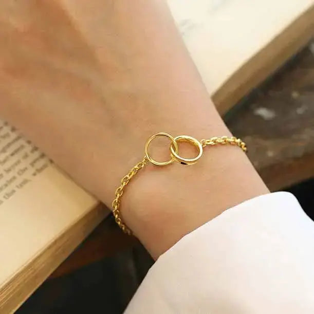 Lovcia Party Double Circles 925 Sterling Silver Chain Bracelet-Bracelets-Silver-Silver