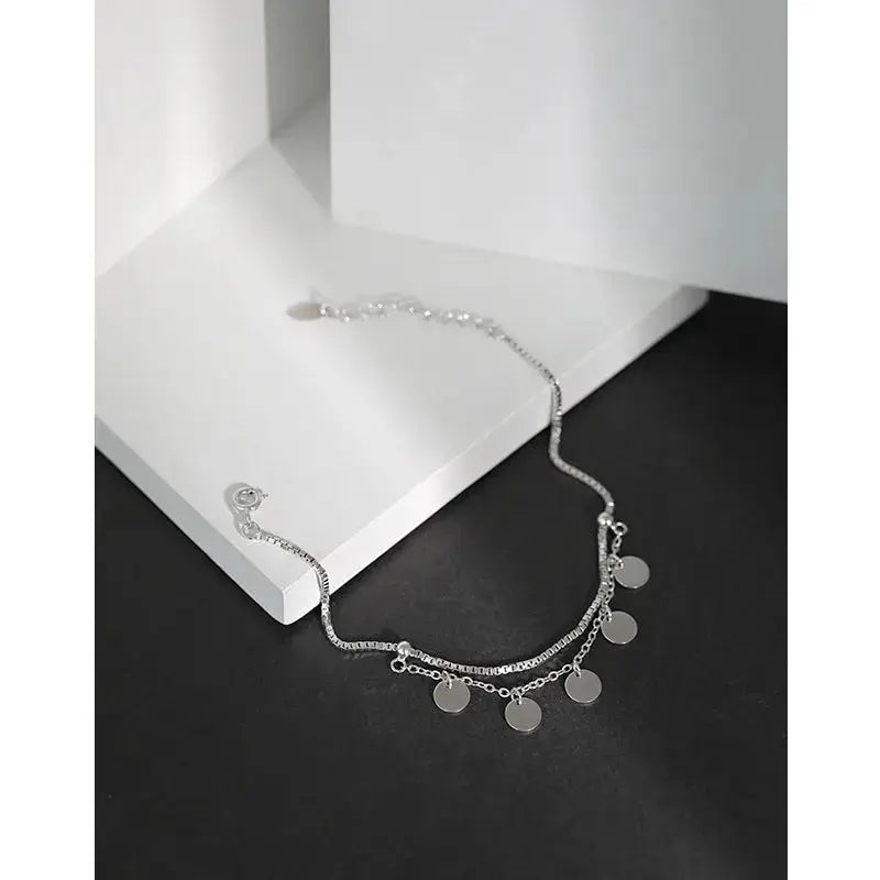 Lovcia Party Double Layer Disc 925 Sterling Silver Bracelet-Bracelets-Rhodium-Rhodium