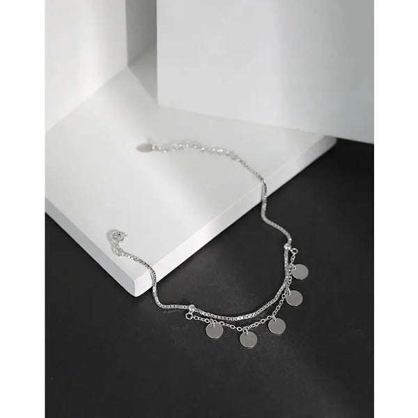 Lovcia Party Double Layer Disc 925 Sterling Silver Bracelet-Bracelets-Rhodium-Rhodium