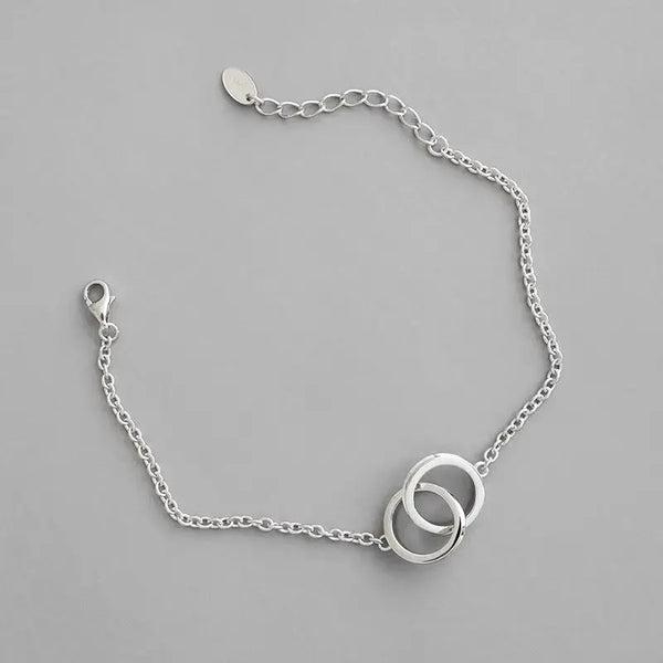 Lovcia Party Double Loops Curb Chain 925 Sterling Silver Bracelet-Bracelets-Rhodium-Rhodium