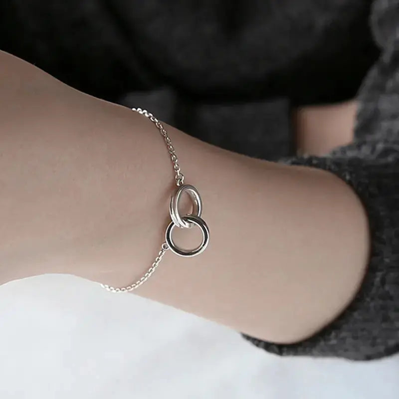 Lovcia Party Double Loops Curb Chain 925 Sterling Silver Bracelet-Bracelets-Rhodium-Rhodium