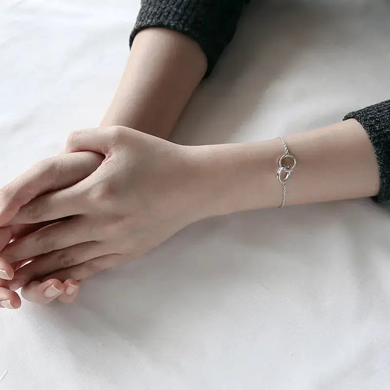 Lovcia Party Double Loops Curb Chain 925 Sterling Silver Bracelet-Bracelets-Rhodium-Rhodium