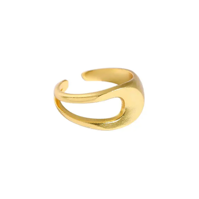 Lovcia Party Hollow Lines 925 Sterling Silver Adjustable Ring-Rings-Yellow Gold-Yellow Gold