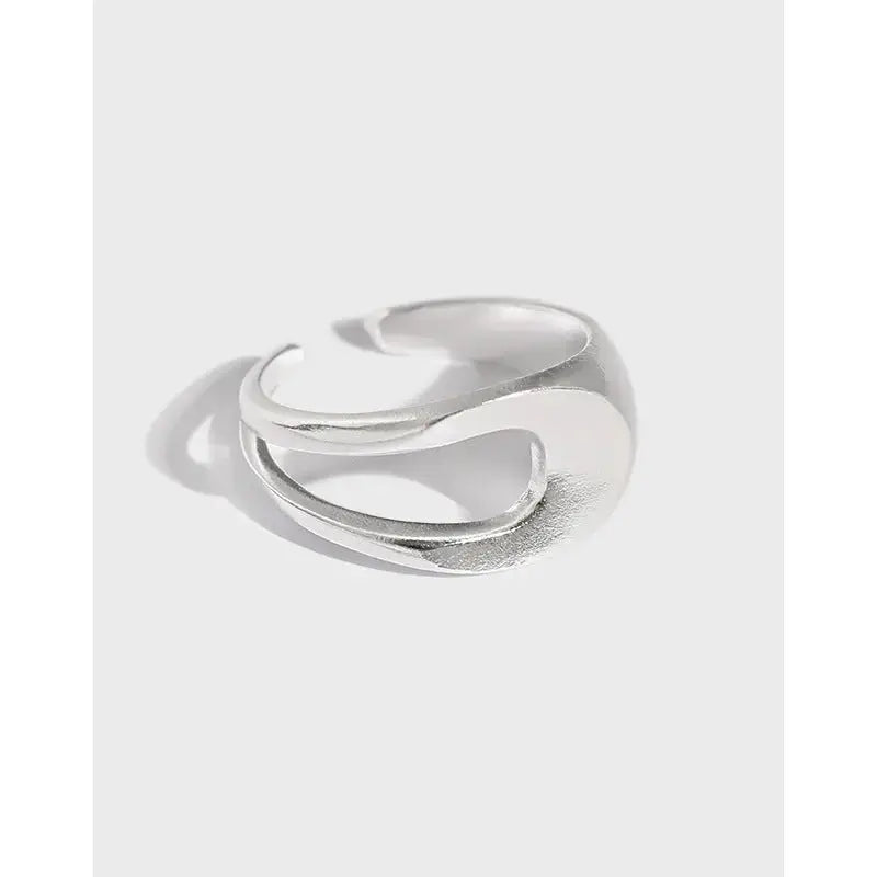 Lovcia Party Hollow Lines 925 Sterling Silver Adjustable Ring-Rings-Yellow Gold-Yellow Gold