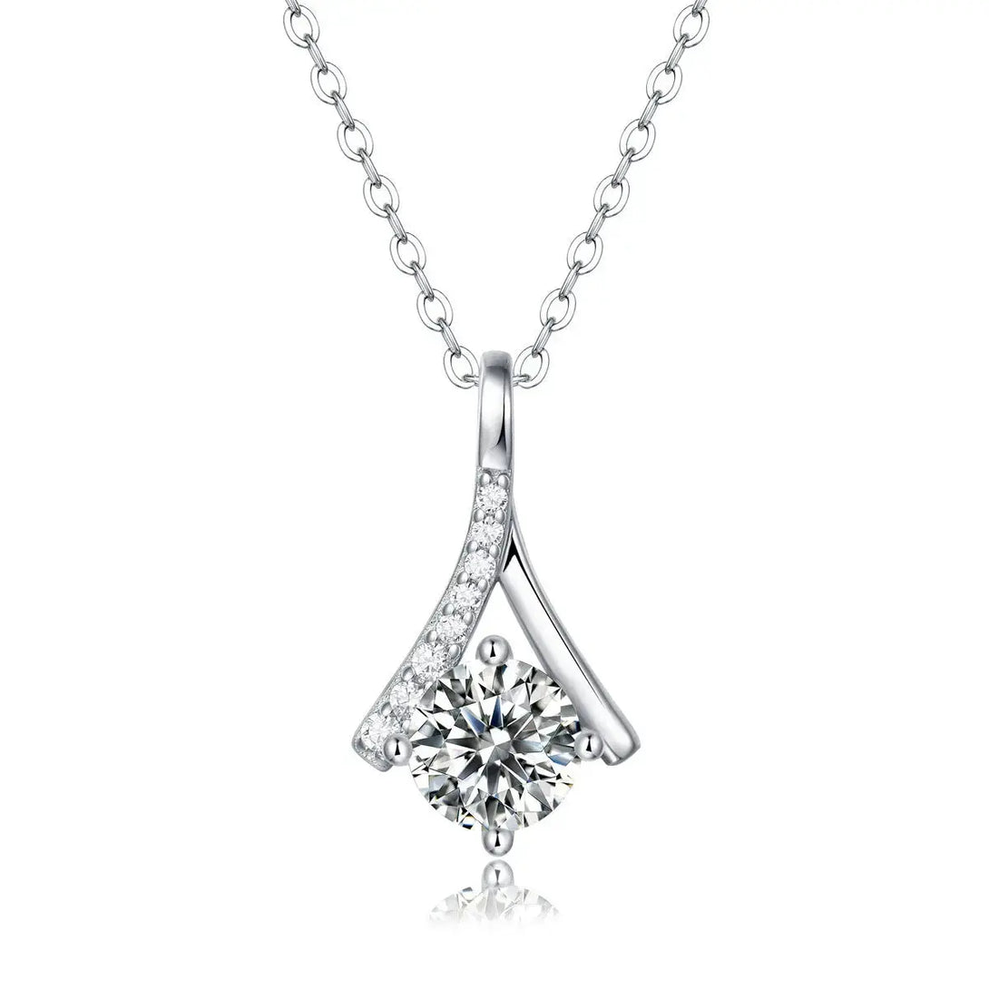 Lovcia Party Moissanite CZ V Letter 925 Sterling Silver Necklace-Charms & Pendants-1 Carat (Certificate Included)-1 Carat (Certificate Included)