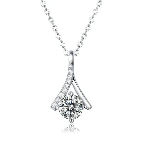 Lovcia Party Moissanite CZ V Letter 925 Sterling Silver Necklace-Charms & Pendants-1 Carat (Certificate Included)-1 Carat (Certificate Included)