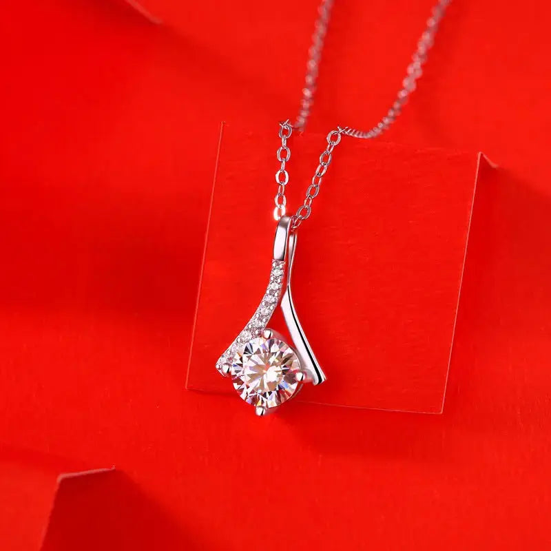 Lovcia Party Moissanite CZ V Letter 925 Sterling Silver Necklace-Charms & Pendants-1 Carat (Certificate Included)-1 Carat (Certificate Included)