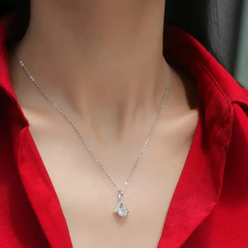Lovcia Party Moissanite CZ V Letter 925 Sterling Silver Necklace-Charms & Pendants-1 Carat (Certificate Included)-1 Carat (Certificate Included)