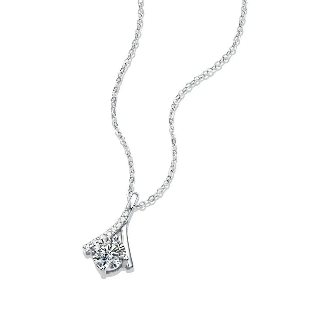 Lovcia Party Moissanite CZ V Letter 925 Sterling Silver Necklace-Charms & Pendants-1 Carat (Certificate Included)-1 Carat (Certificate Included)
