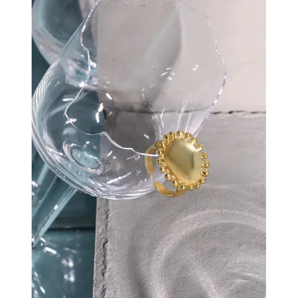 Lovcia Party Sunflower 925 Sterling Silver Adjustable Ring-Rings-Rhodium-Rhodium