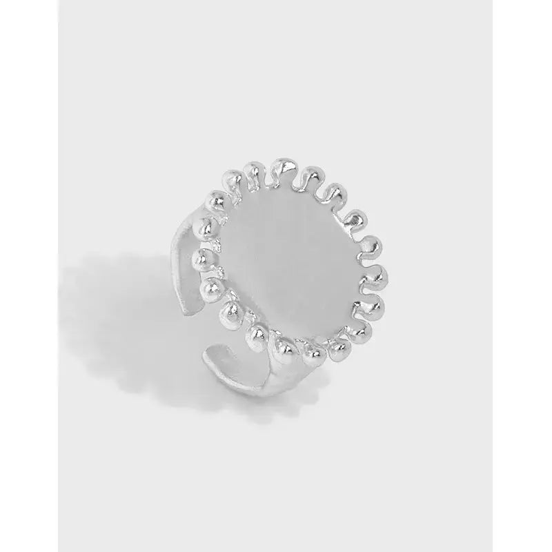 Lovcia Party Sunflower 925 Sterling Silver Adjustable Ring-Rings-Rhodium-Rhodium