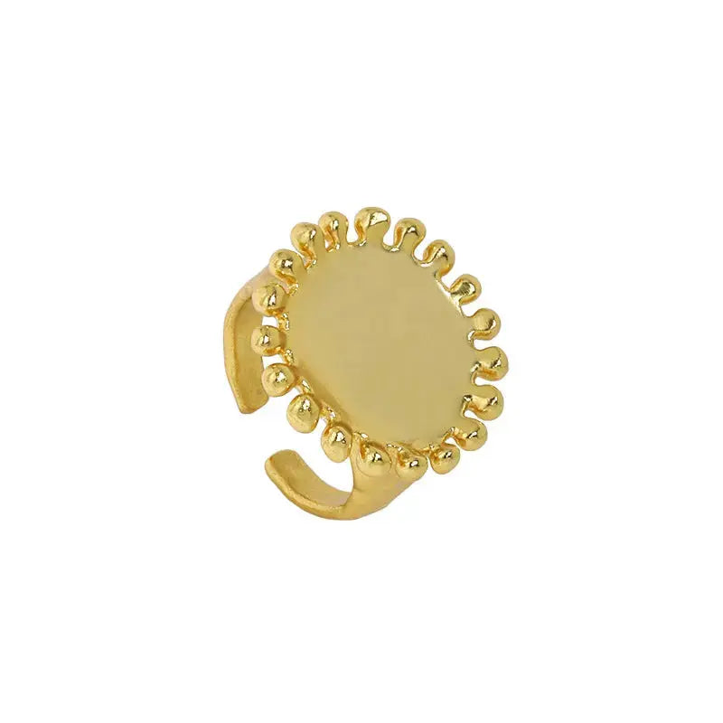 Lovcia Party Sunflower 925 Sterling Silver Adjustable Ring-Rings-Yellow Gold-Yellow Gold