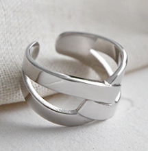 Lovcia Party X Shape Wide Cross Adjustable Ring Gold Tone-Rings-Rhodium & US 6-Rhodium & US 6
