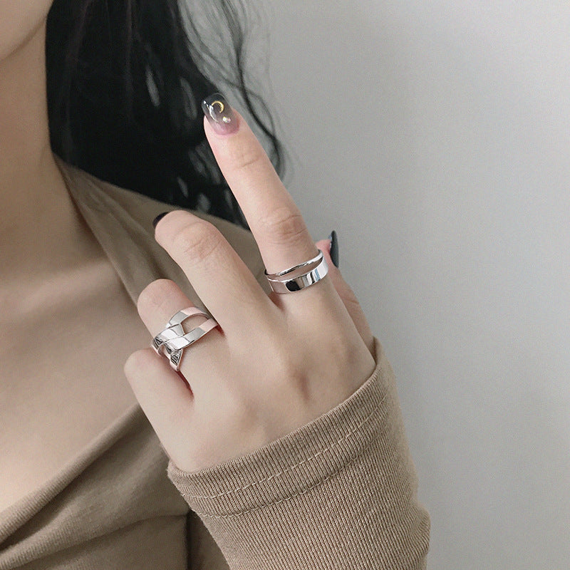 Lovcia Party X Shape Wide Cross Adjustable Ring Gold Tone-Rings-Yellow Gold & US 8-Yellow Gold & US 8